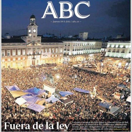 Portada de ABC sobre la presencia del 15M en Sol antes de la jornada de reflexión