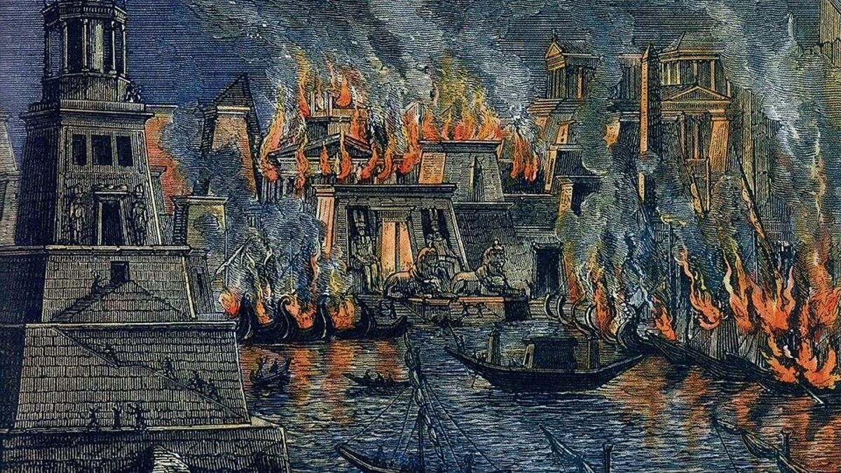 'Incendio de Alejandría' por Hermann Goll, 1876