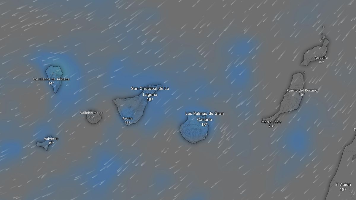 Lluvias esperadas para este viernes por la tarde en Canarias.