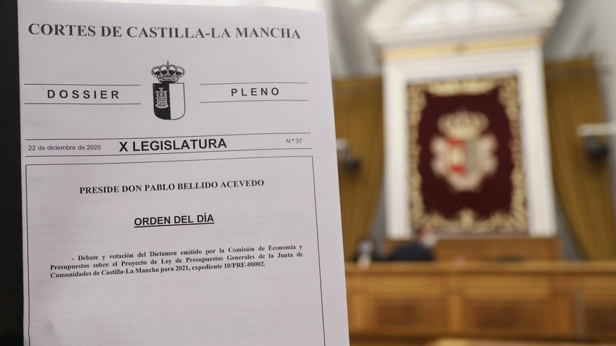 Un momento del Pleno en las Cortes de Castilla-La Mancha para debatir los Presupuestos regionales 2021