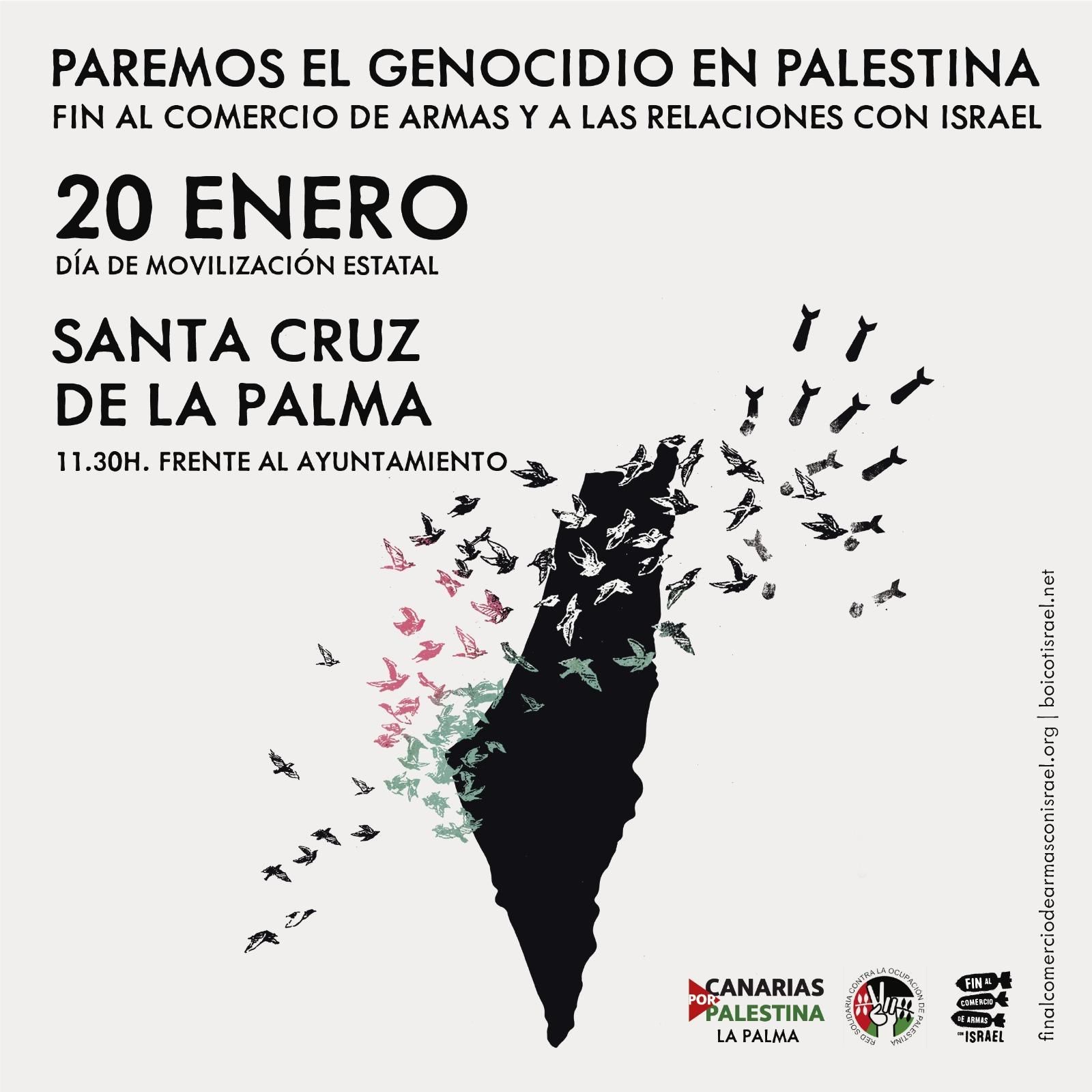 Cartel de la manifestación de apoyo al pueblo palestino en La Palma.