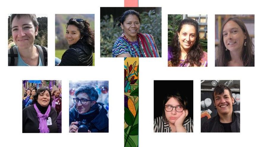 Las autoras de 'Protectoras' con Lolita Chávez en el centro