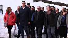 Pedro Sánchez y Javier Lambán visitaron el sábado localidades afectadas por la borrasca Gloria en Teruel.