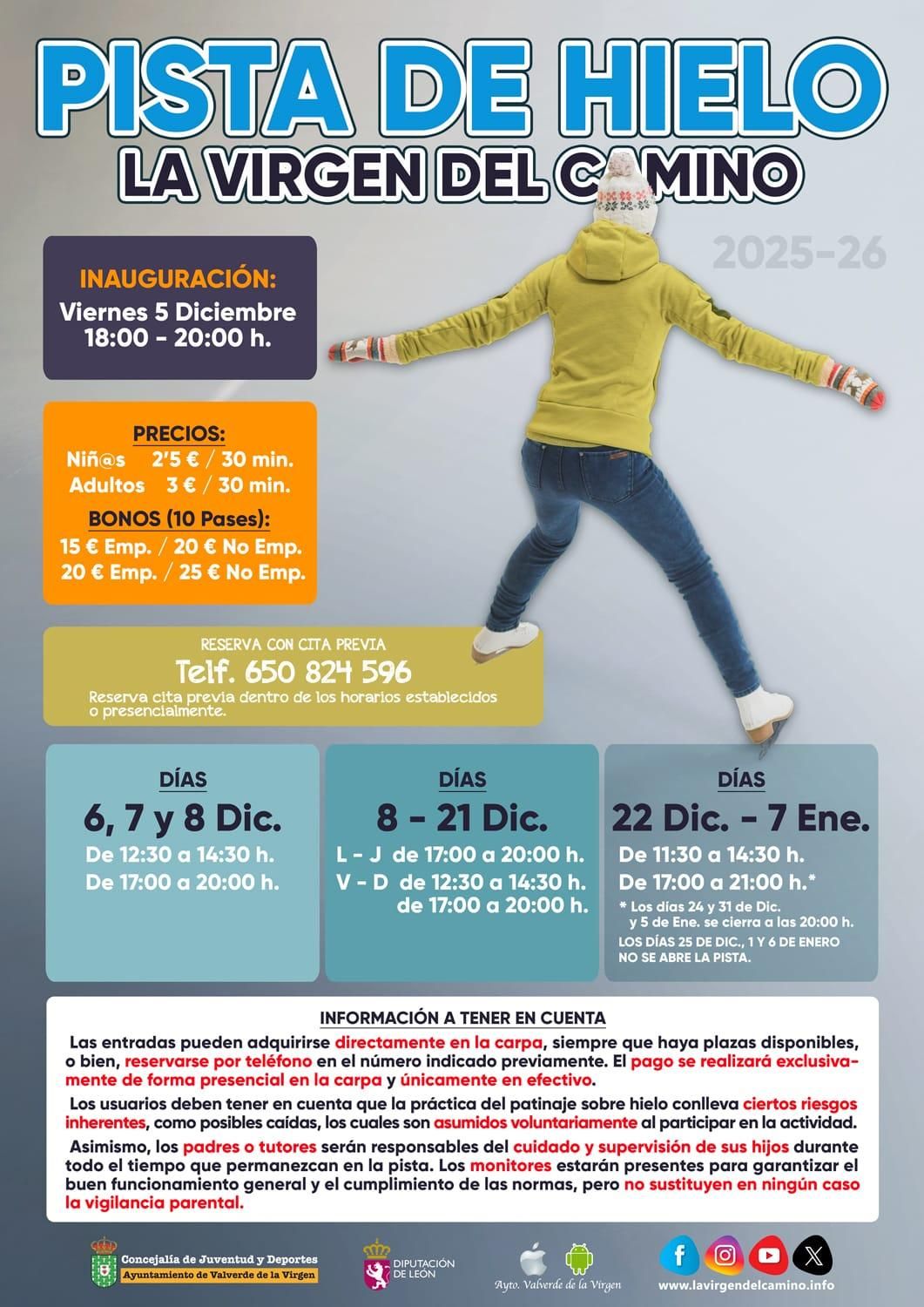 Apertura de la pista de hielo de Valverde de la Virgen.