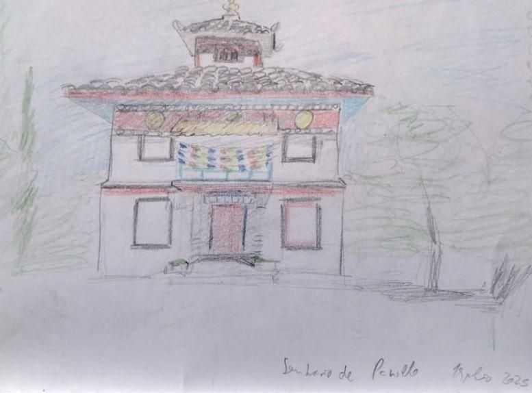 Boceto del templo de Panillo obra de la artista plástica Neo Palacín.