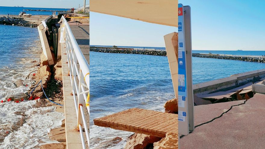 El temporal se come las playas del litoral de Barcelona y hace caer un muro de la Nova Mar Bella