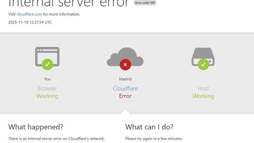 Una caída de Cloudflare deja sin servicios a X, OpenAI, Canva o Grindr