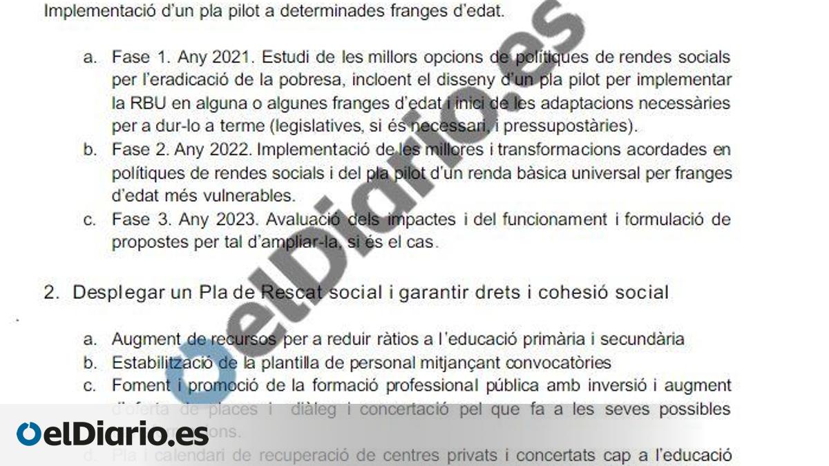 El preacuerdo de ERC y la CUP incluye una eléctrica pública, un plan ...