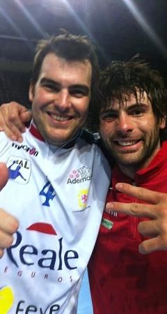 Juan Andreu y Antonio García tras conseguir la clasificación para los cuartos de final en Hungría. (Fuente: Twitter Juan Andreu @juan_andreu85)