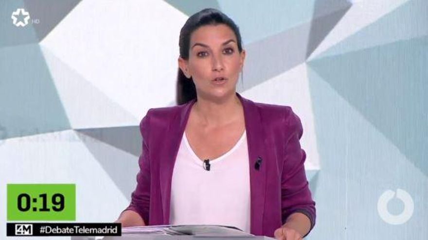 Monasterio durante el debate de Telemadrid