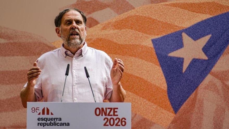 El presidente de ERC, Oriol Junqueras, en el acto del partido por la Diada de Catalunya.
