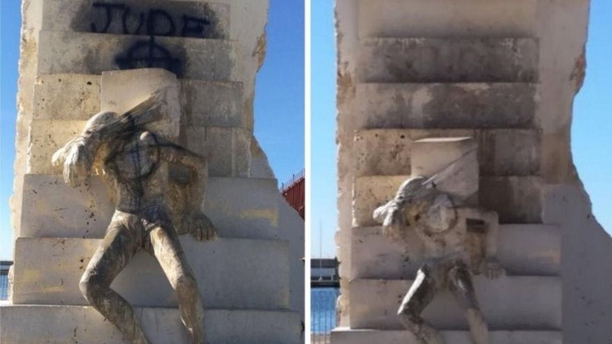 El Ayuntamiento retira las pintadas con mensajes "racistas" en el monumento a las víctimas de Mauthausen
