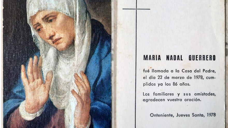 Recordatorio del fallecimiento de María Catalina Nadal Guerrero | Archivo de Juan Ordóñez Bazán