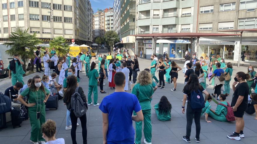 Movilizaciones de la Asemblea Aberta de Medicina en la Plaza Roja de Santiago de Compostela
