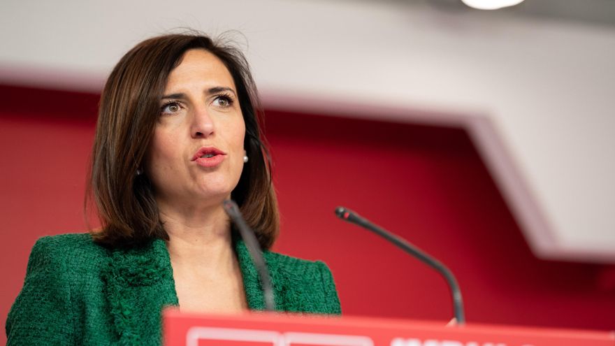 Archivo - La portavoz del PSOE, Esther Peña, ofrece una rueda de prensa para valorar los resultados de las elecciones vascas, en la sede del PSOE, a 22 de abril de 2024, en Madrid (España).