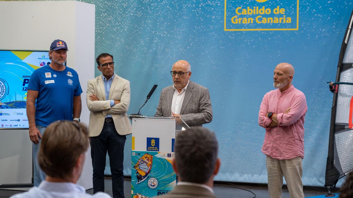 El presidente del Cabildo de Gran Canaria, Antonio Morales, en la presentación de la Gran Canaria Gloria Windsurf World Cup 2026