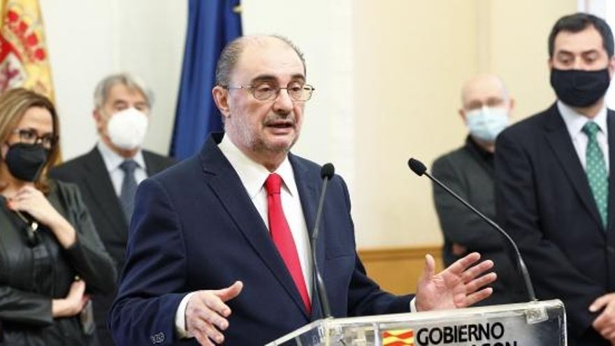 Reunión del presidente Lambán y la consejera Gastón con los agentes sociales