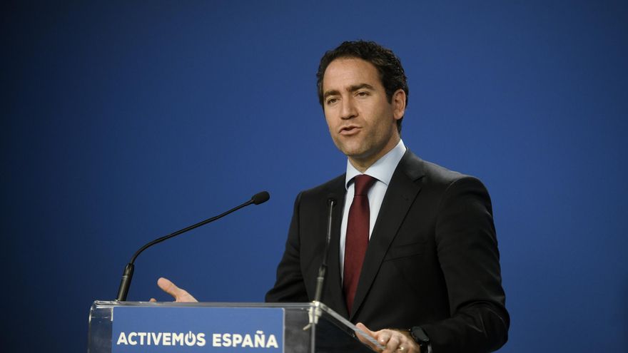 El secretario general del Partido Popular, Teodoro García Egea, en rueda de prensa