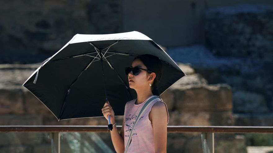 Archivo - Una persona se protege con un paraguas del calor en Málaga, en una imagen de archivo.