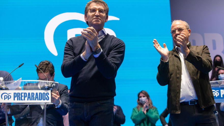 Alberto Núñez Feijo en el cierre de su gira por España para presentar su proyecto a los afiliados del PP.
Palacio de Congresos de Mérida
