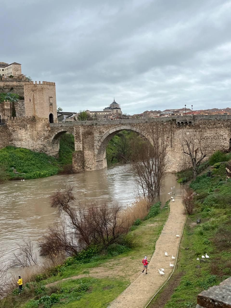 La crecida del río Tajo a su paso por Toledo tras la borrasca Jana, en imágenes
