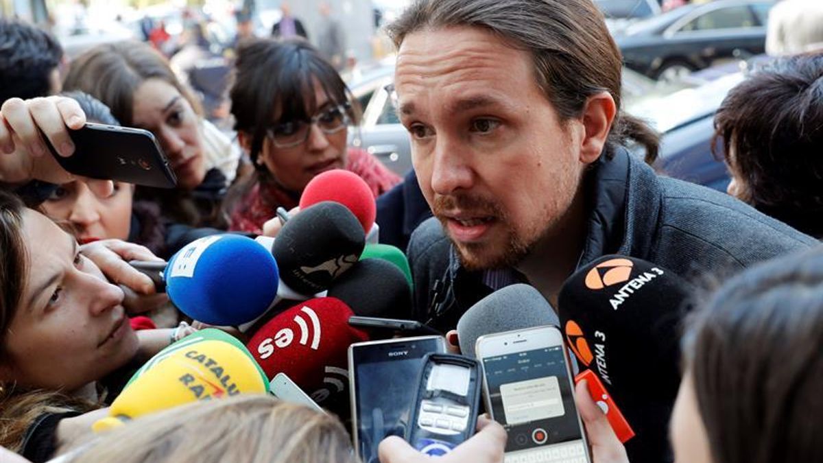 Pablo Iglesias comparece ante la prensa este martes.
