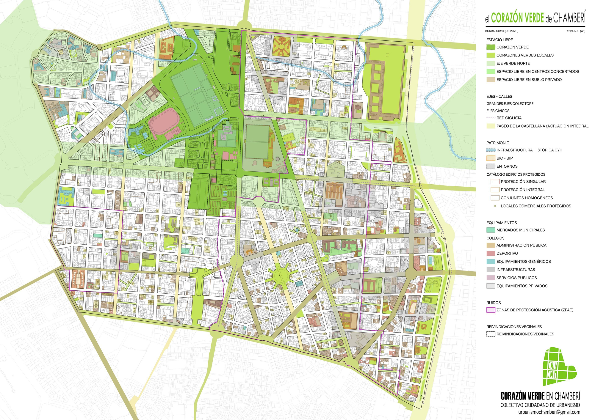 Mapa del corazón verde de Chamberí en 2026