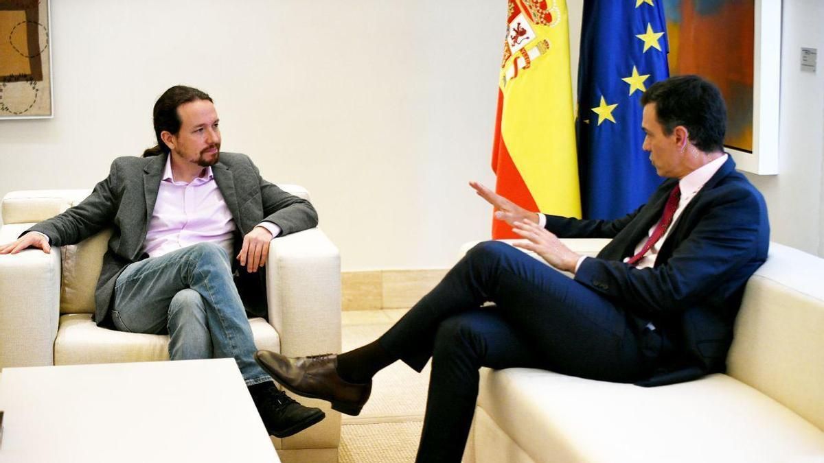 Pedro Sánchez y Pablo Iglesias, en la Moncloa, en una imagen de archivo.