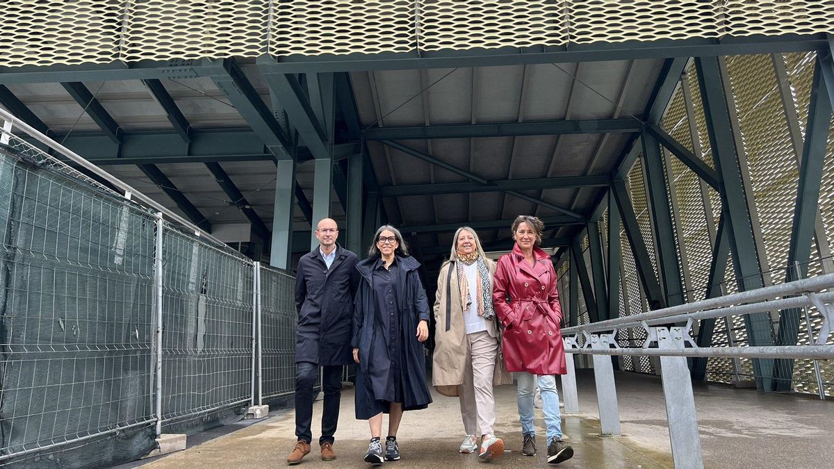 Los ediles expulsados del PSOE compostelano –Muíños, Rosón, Castro y Álvarez– ante la estación intermodal de Santiago