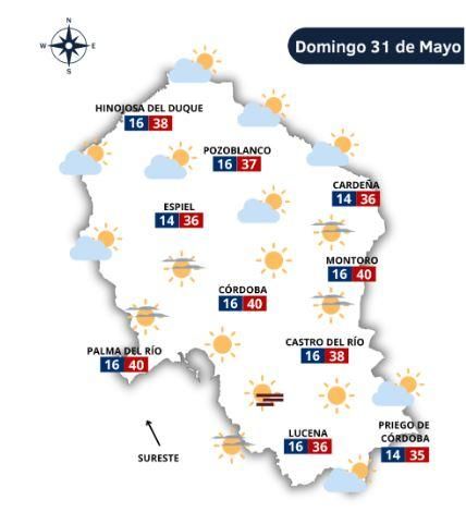 El tiempo en Córdoba el domingo 31 de mayo