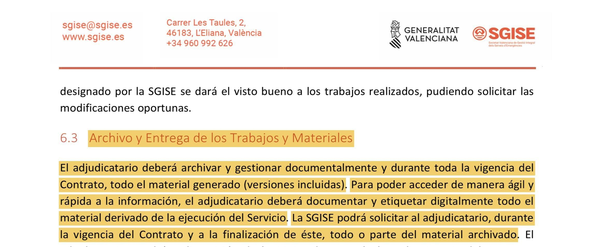 Fragment of the documentation on the audiovisual contract.