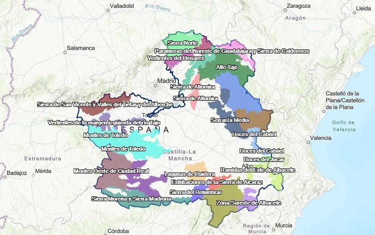Mapa de zonas ZAR en riesgo alto de incendios de Castilla-La Mancha