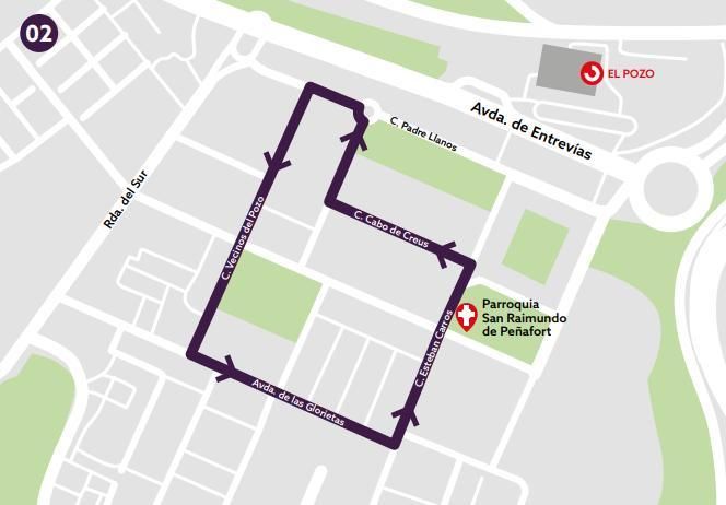 Recorrido de la procesión del Cristo del Pozo del Viernes de Dolores