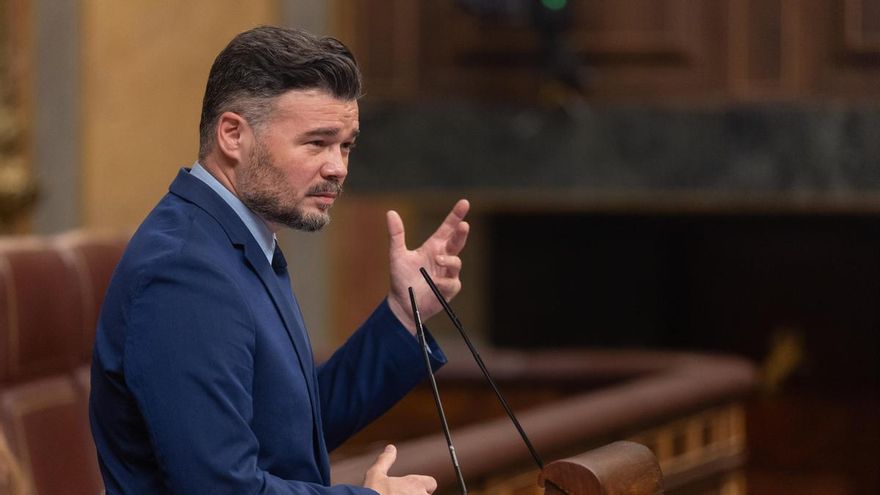 El portavoz de ERC en el Congreso, Gabriel Rufián, durante una intervención en un pleno.