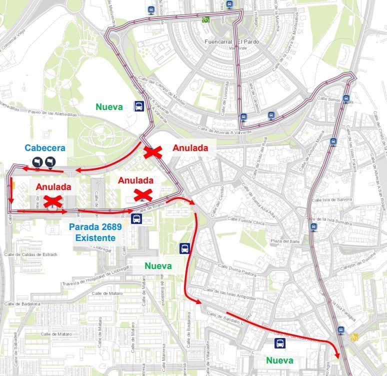 Recorrido alternativo propuesto para la EMT