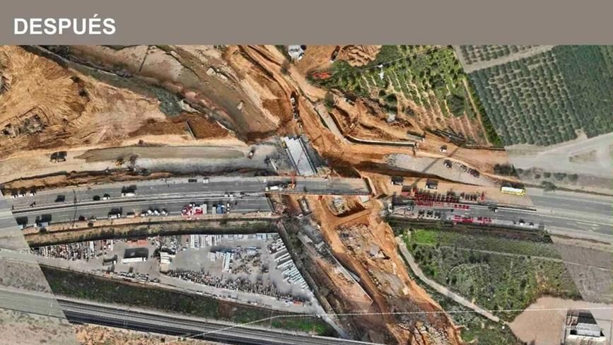 Imagen de cómo quedó el puente de la CV-36 sobre el barranco del Poyo.