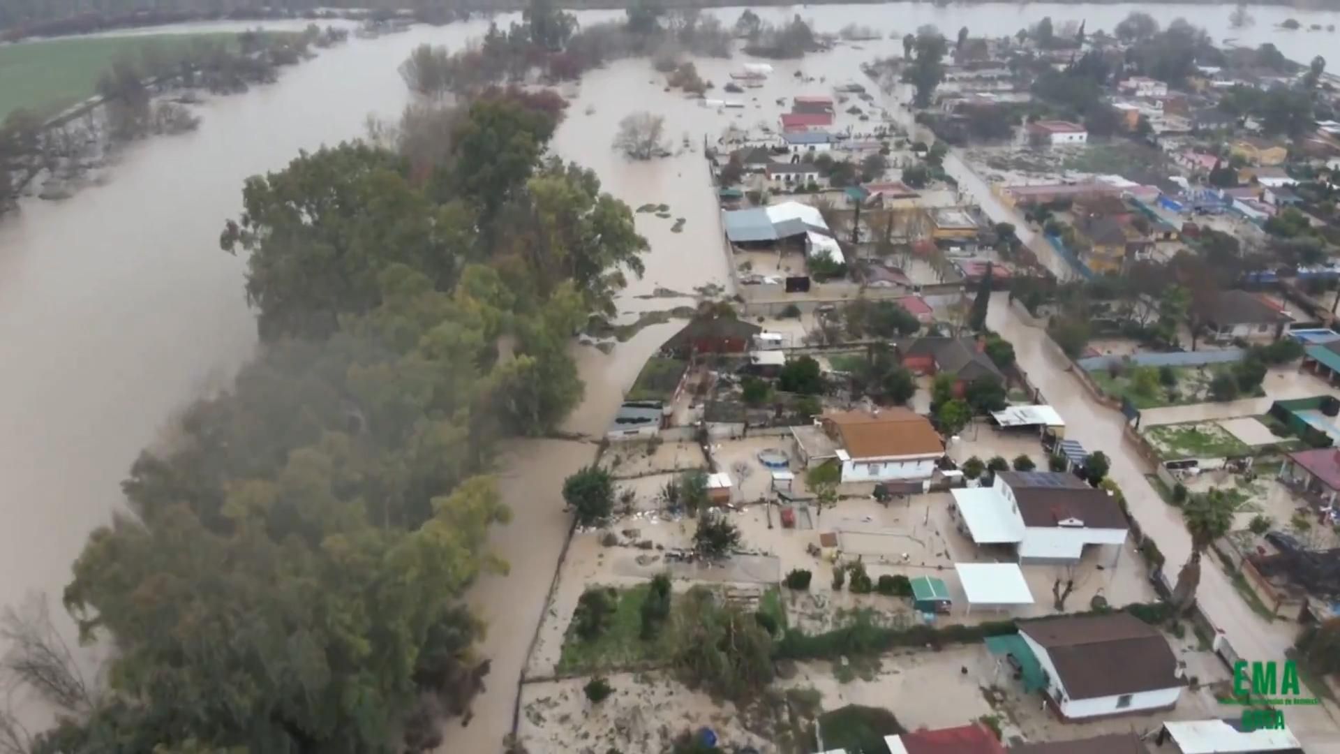 Imágenes aéreas de las parcelas afectadas por las inundaciones en Córdoba