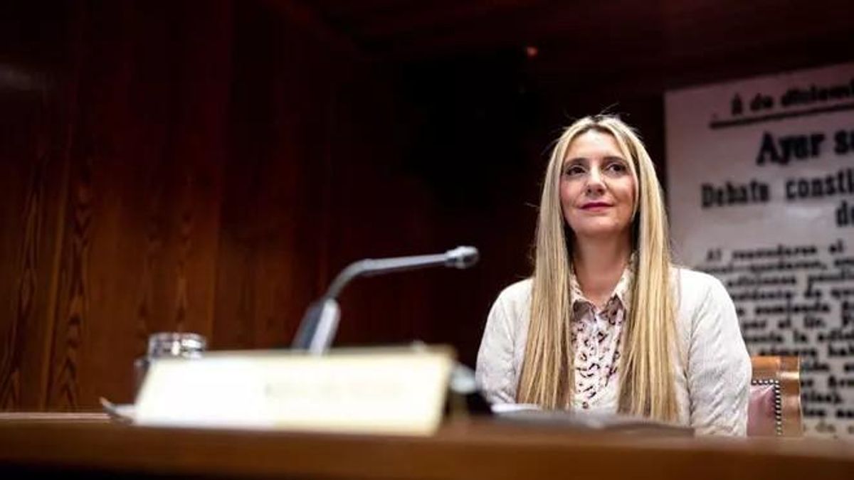 Claudia Montes, exmiss Asturias, durante su comparecencia en el Senado.
