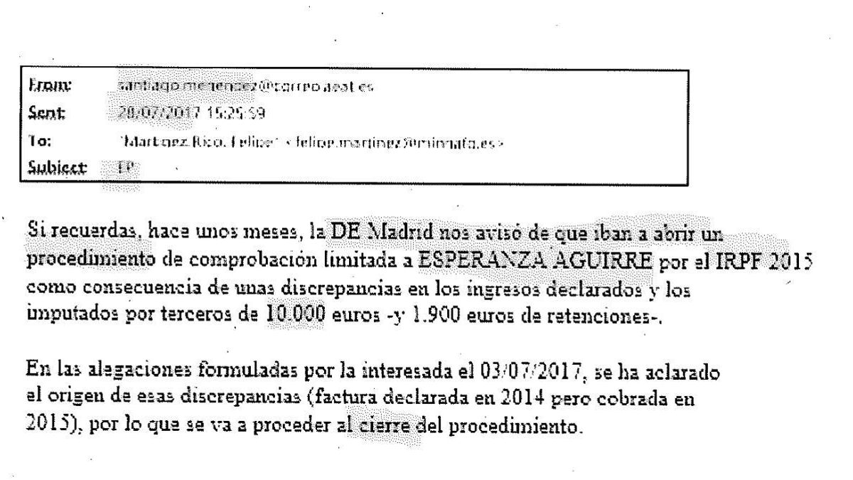 Correo sobre Esperanza Aguirre