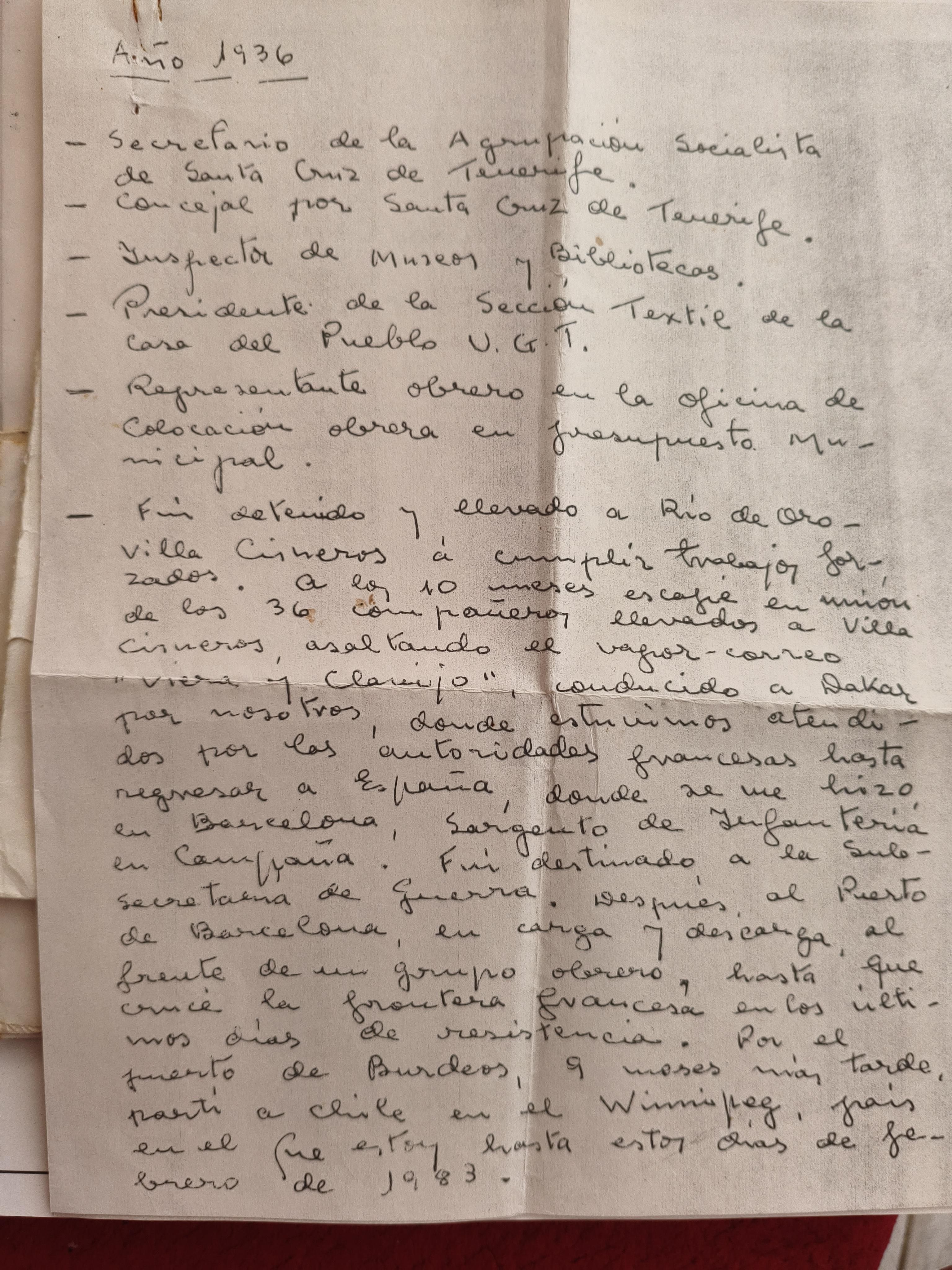 Carta de Nicolás Mingorance a su familia desde el exilio. (Cedida por la familia Mingorance a Canarias Ahora).