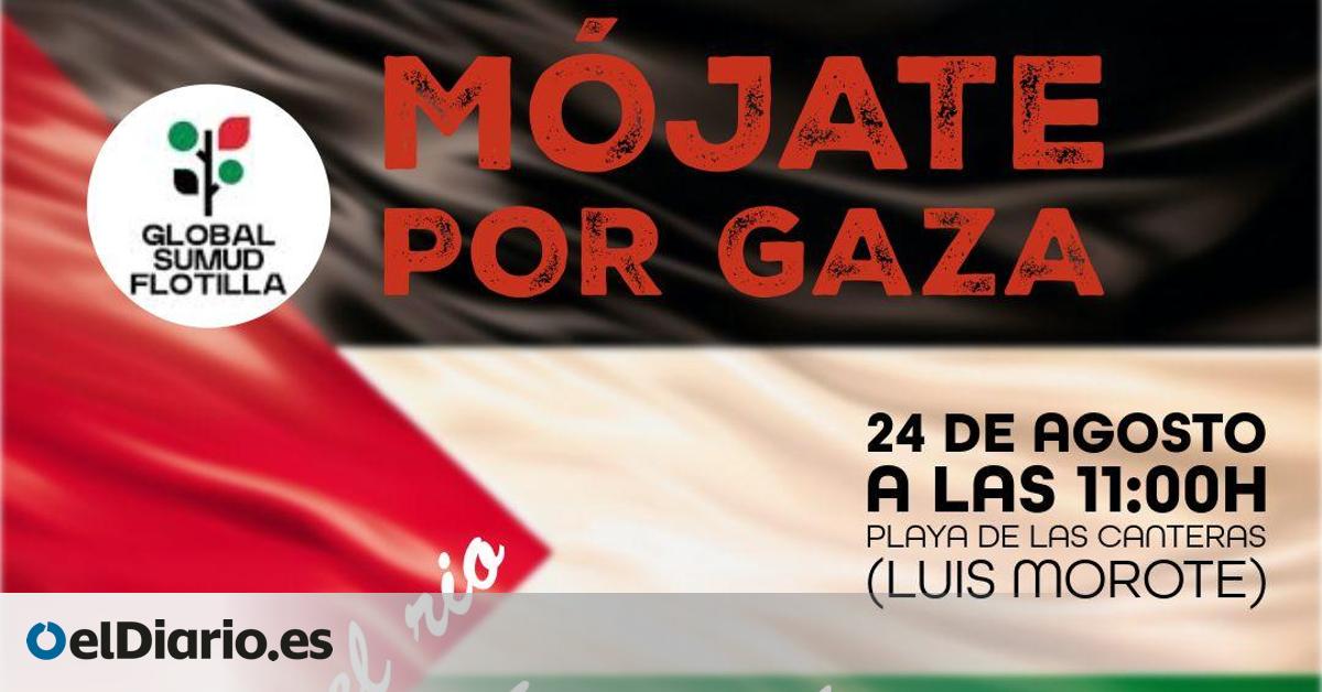  Mójate por Gaza , una movilización en la Playa de Las Canteras para exigir un alto el fuego en Palestina