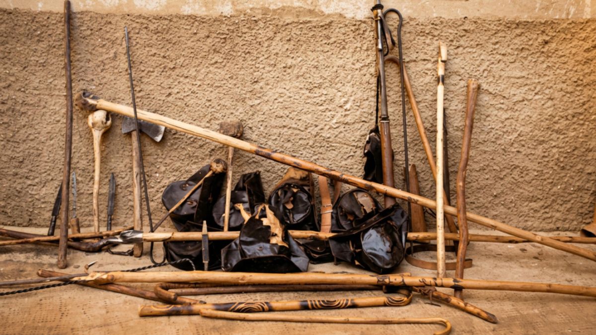 Parte de las armas recogidas tras los sucesos