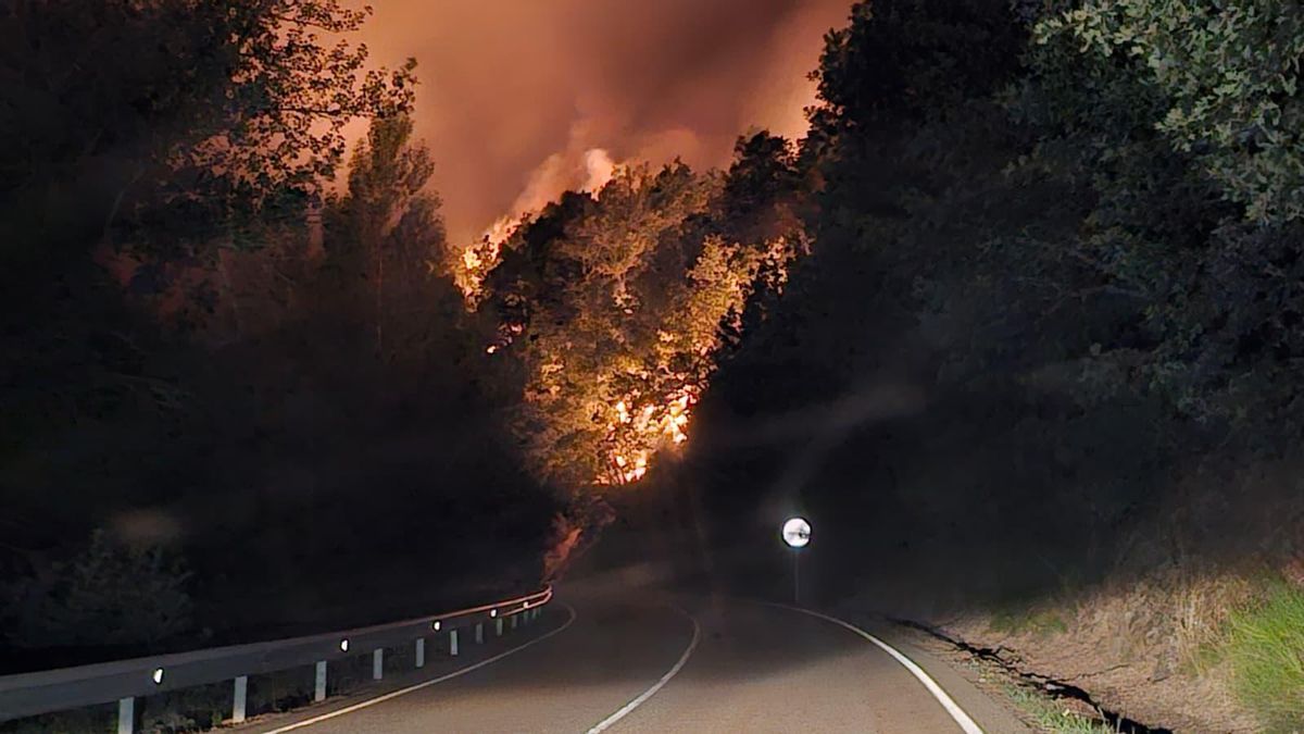 La noche favorece el control de los tres incendios activos en la provincia de León con Murias de Ponjos como principal foco