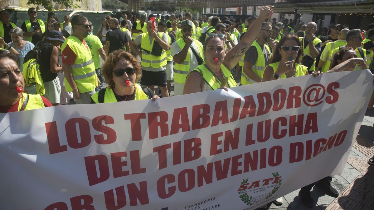 Treballadors del TIB en vaga.