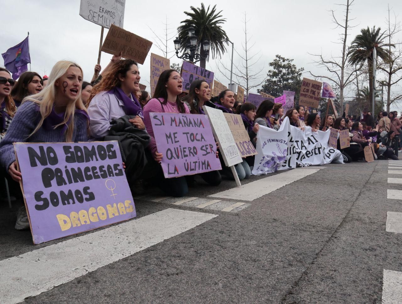 Manifestación feminista por el 8M en Santander. | ANDRÉS HERMOSA