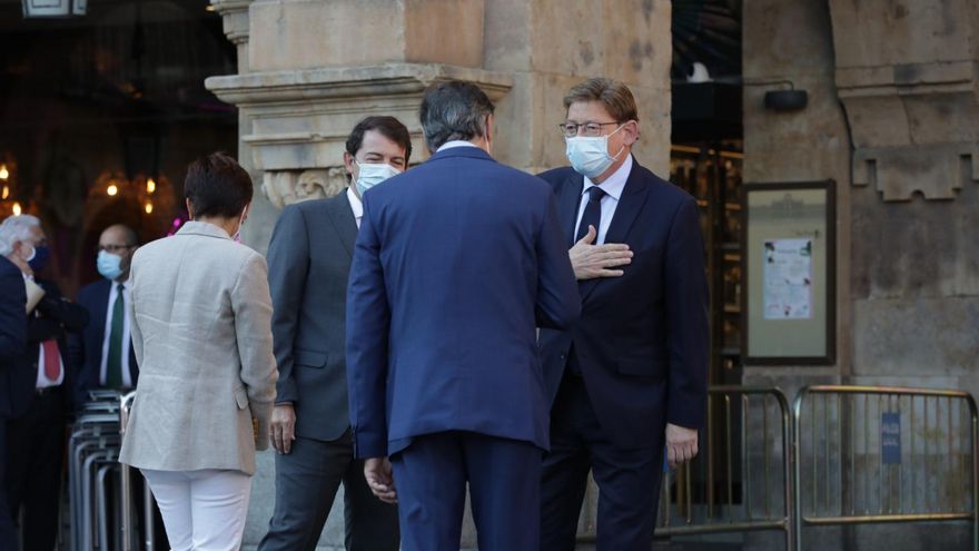El presidente de la Generalitat Valenciana, Ximo Puig, en la Conferencia de Salamanca.