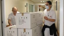 El viernes se entregaron 120.000 mascarillas al Hospital Miguel Servet de Zaragoza.