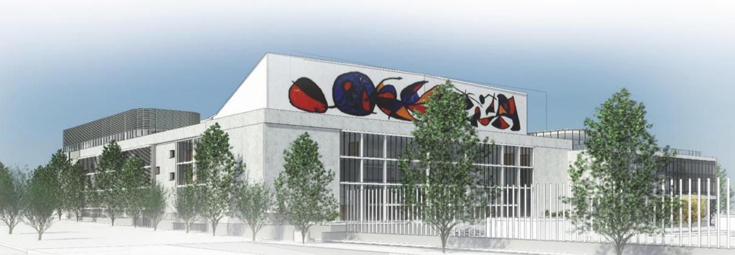 Dibujo del aspecto final del Palacio de Congresos y Exposiciones después de la restauración