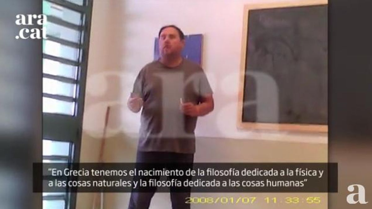Fragmento del vídeo publicado por el diario 'ARA' de Junqueras en prisión