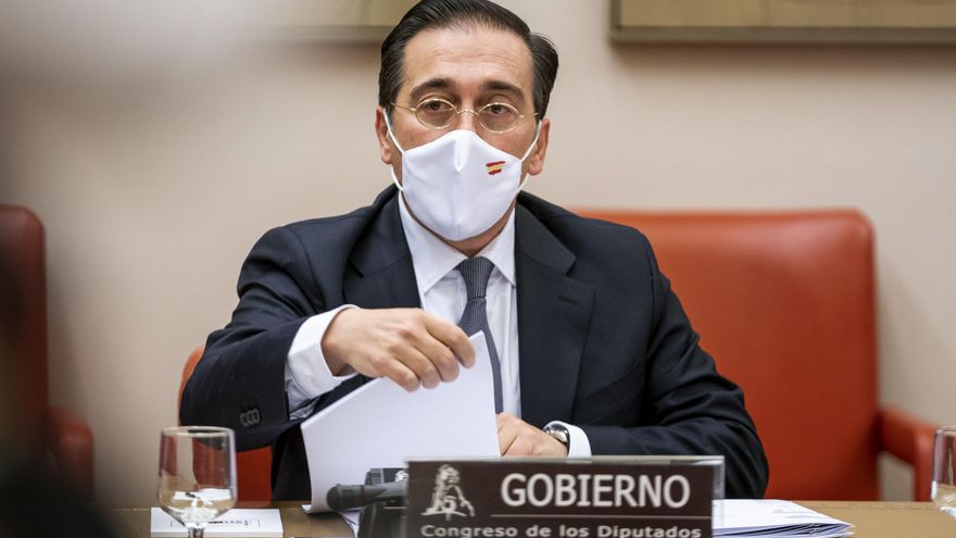 El ministro de Asuntos Exteriores, Unión Europea y Cooperación, José Manuel Albares, comparece en la Comisión de Asuntos Exteriores en el Congreso de los Diputados, a 25 de enero de 2022